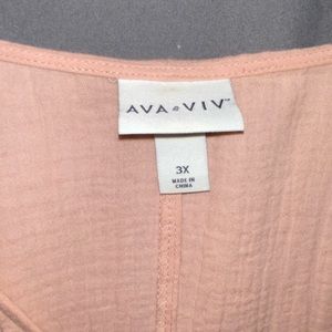 Long sleeve pink v neck peplum bottom shirt 4x